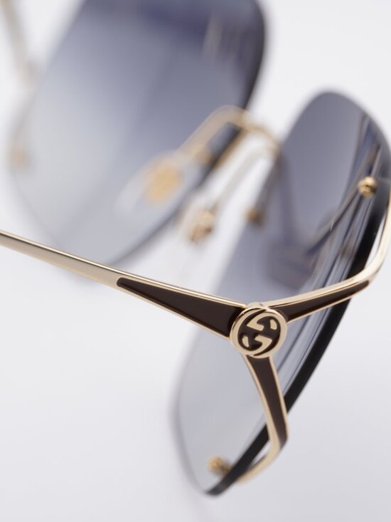 Gucci GG0646S 001 Sunglasses Gold Square Frame, Grey Lenses main image 9